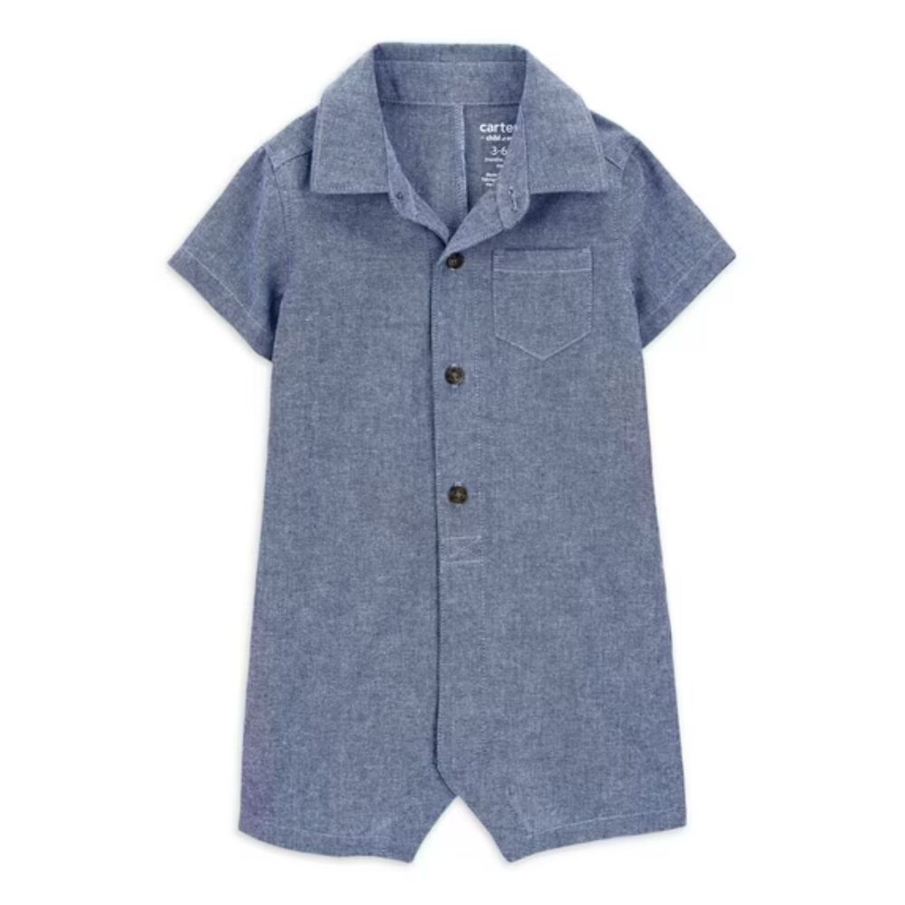 Carter’s Baby Boy Chambray Short Sleeve Romper NWT